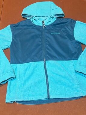 Kids Columbia Teal and Dark Teal Hooded Zip Jacket